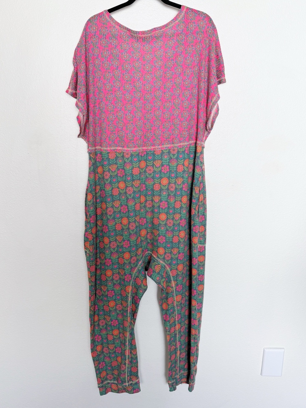 Natural Life Floral Oversized Lounge Onesie Jumpsuit Pockets XL - Picture 3 of 8